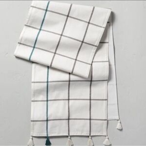 NWT Hearth & Hand Cream, Gray and Green Table Runner 20"x90"